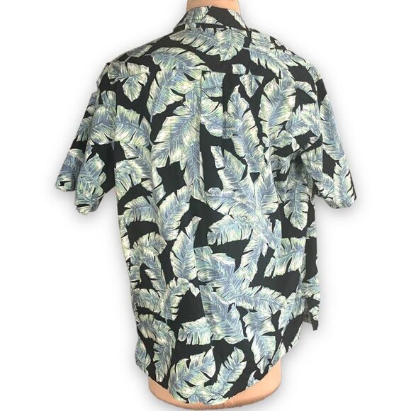 Cooke Street Top Black Green Tropical Palm Printed Button Down Hawaiian Shirt - Picture 4 of 10
